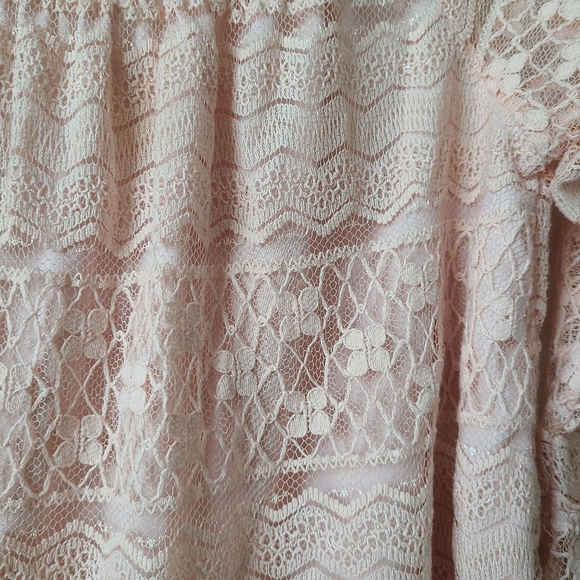 Style & Co Champagne Pink Long Sleeve Lace Top - Picture 8 of 11
